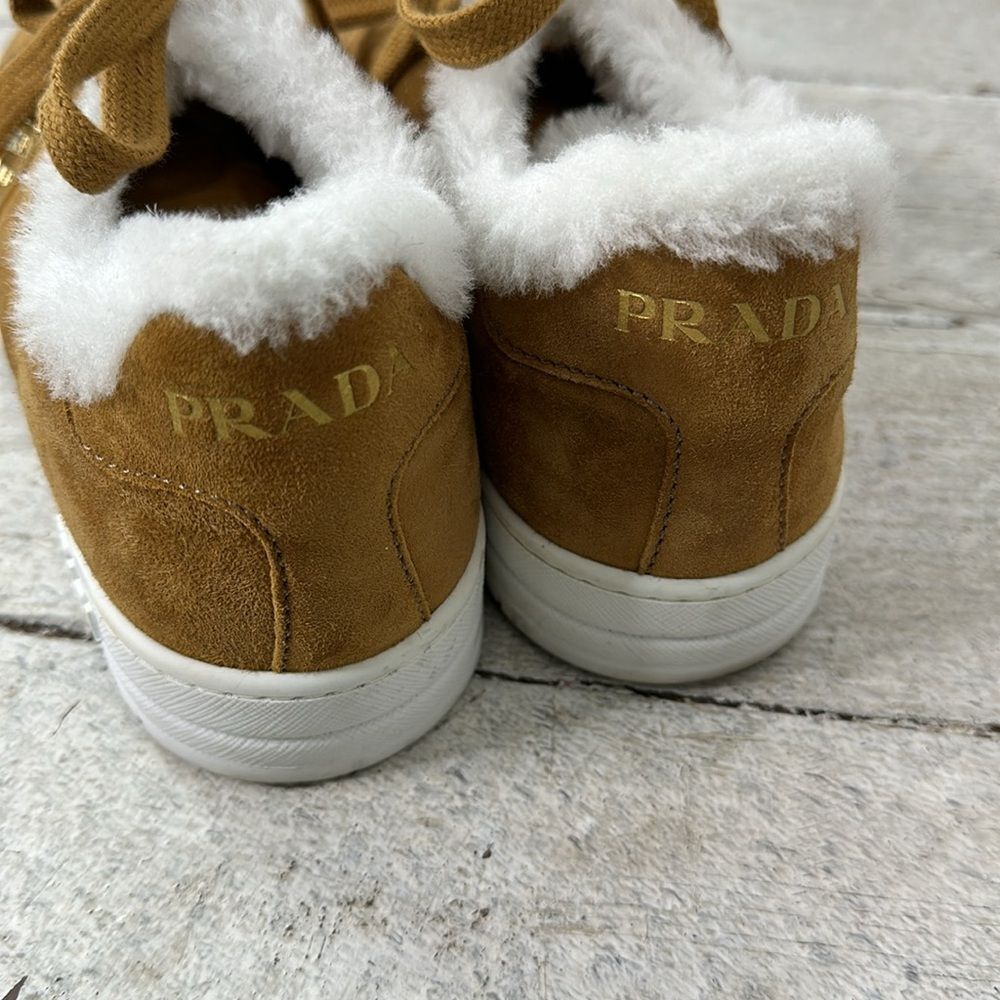 Prada Tan Leather Sneakers with Sleek Design - Picture 4 of 8